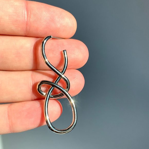 NEW~ Anthropologie Tied up Twisted Silver Drop Earrings - Picture 3 of 6